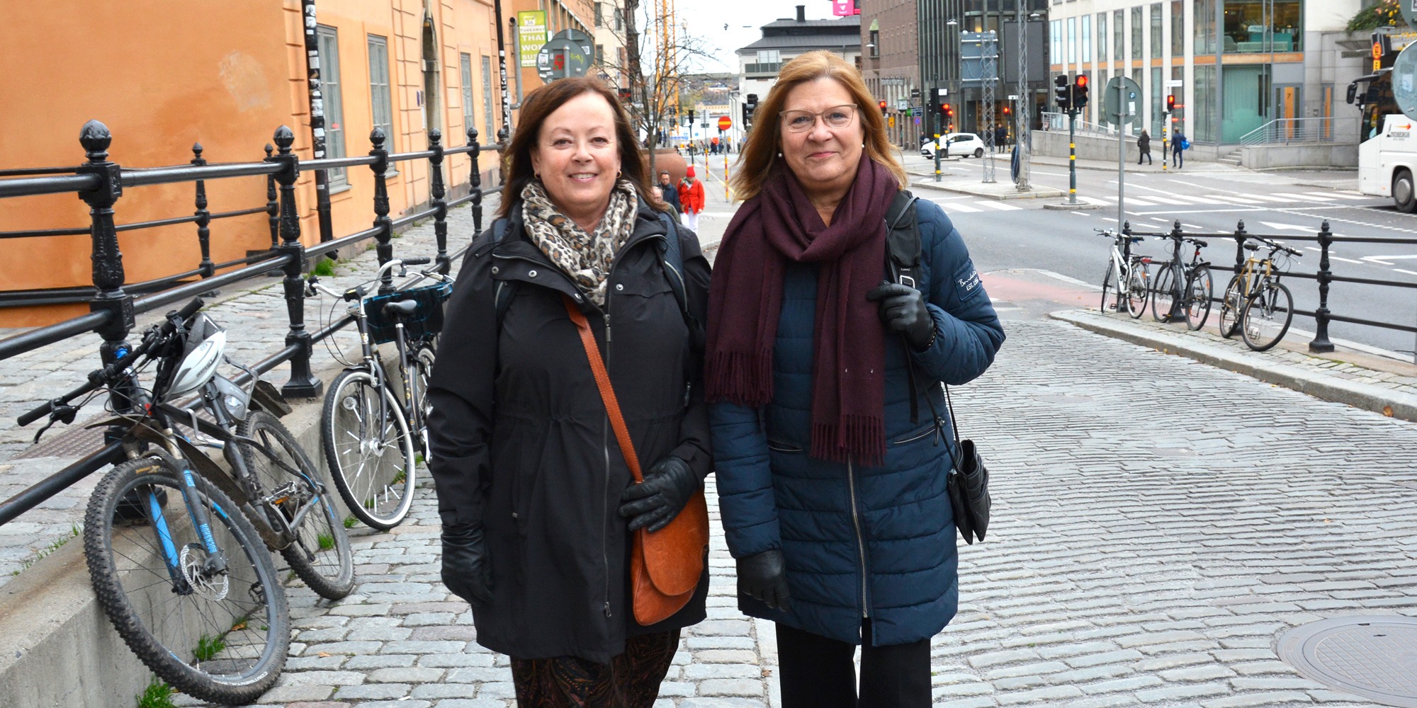Pia svedestedt och Christina Norlin Mistander går på Hornsgatan..