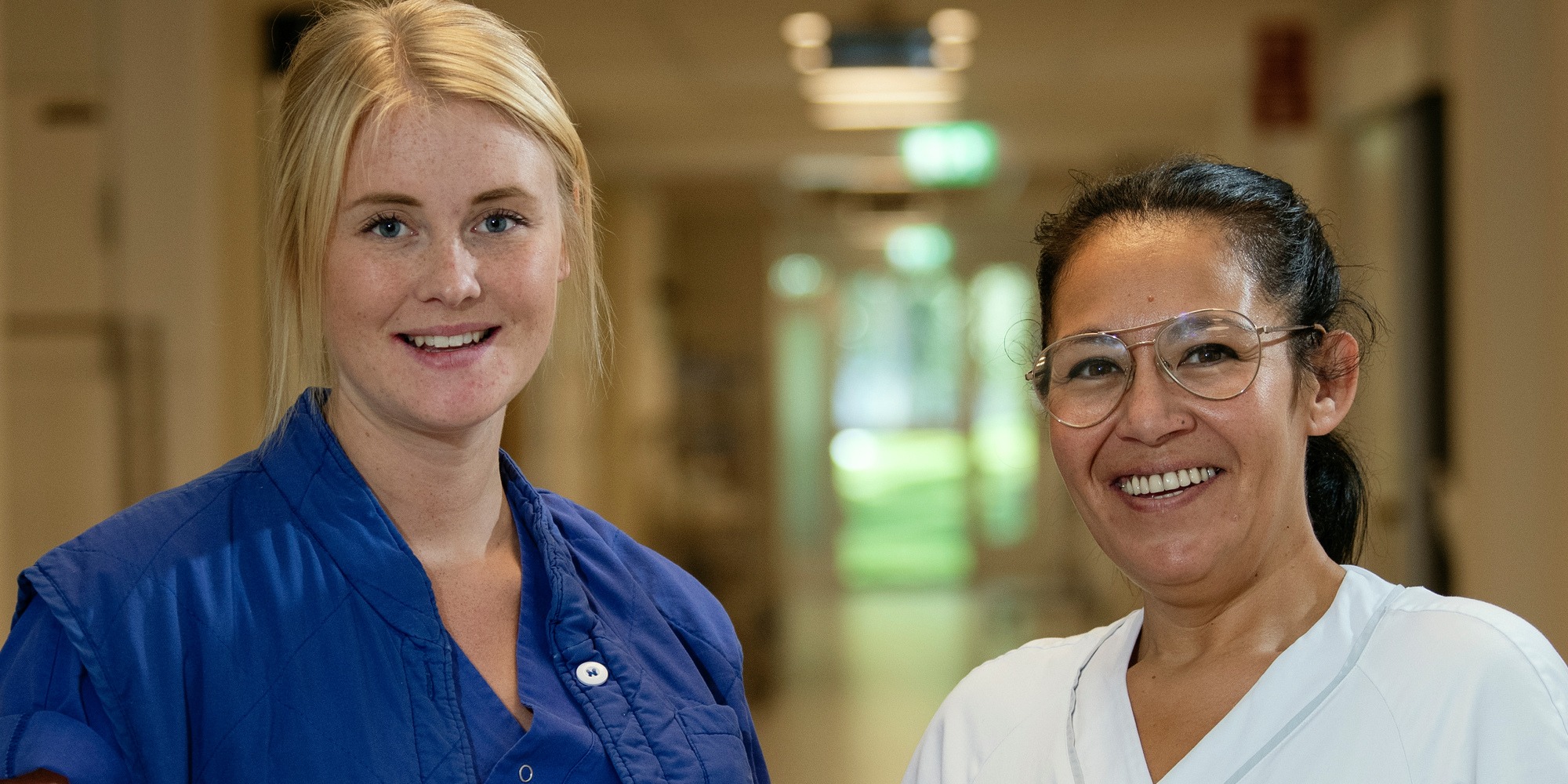 Evelina Andersoon, usk, och Paulina Valdes Montecinos, Regionservice, på Borås sjukhus