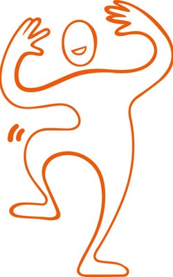Suntarbetsliv orange illustration av figur i rörelse