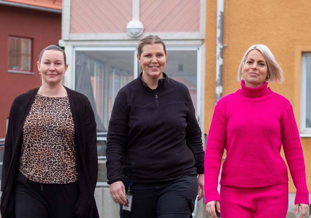 Chefoskopet: Hemtjänsten Leksand Enhetschef Sandra Edesberg,skyddsombud Johanna Schönning, Socialchef Isabella Piva Hultström.