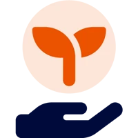 Symbolisk illustration med en grodd som växer upp ur hand.