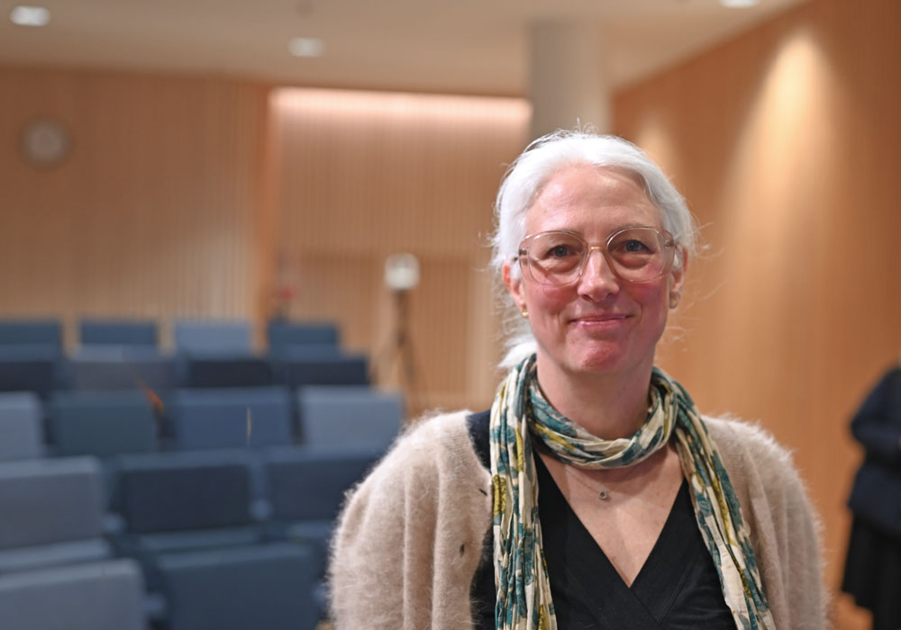 Forskaren Anna Nyberg på Afa-seminarium.