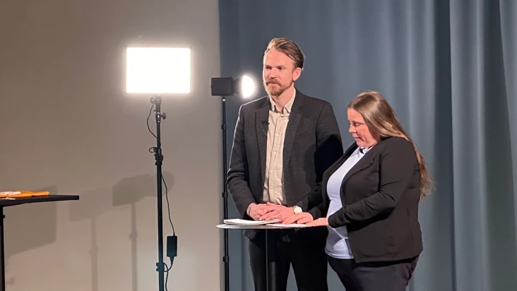 En bild från inspelningen av EU-oshas webbinarium.